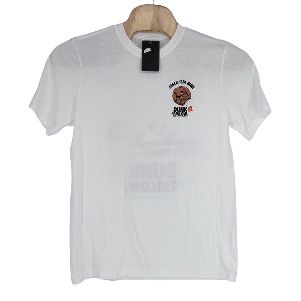 Nike Fun Dunk White Graphic T-Shirt Stack Em High Cookies HV2278-003 Mens Large